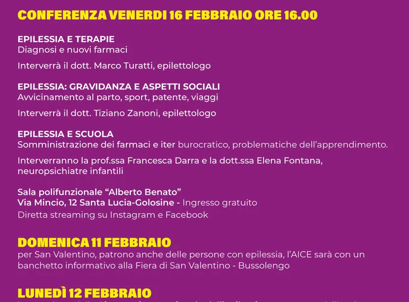 Conferenza “Epilessia: uscire dall’ombra” 